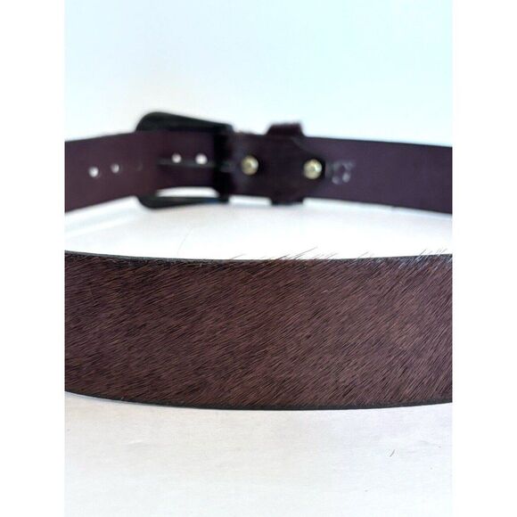 Vintage Brown Leather Pony Hair Belt Hickok Belt Makers Med/Large main image 4